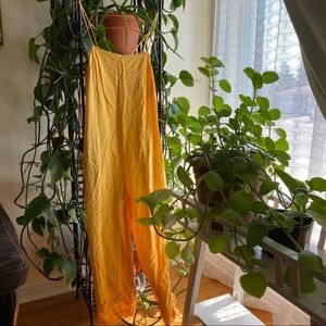 Yellow linen jumpsuit